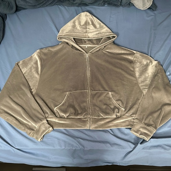 SKIMS Gray Velour Hoodie - Picture 1 of 6